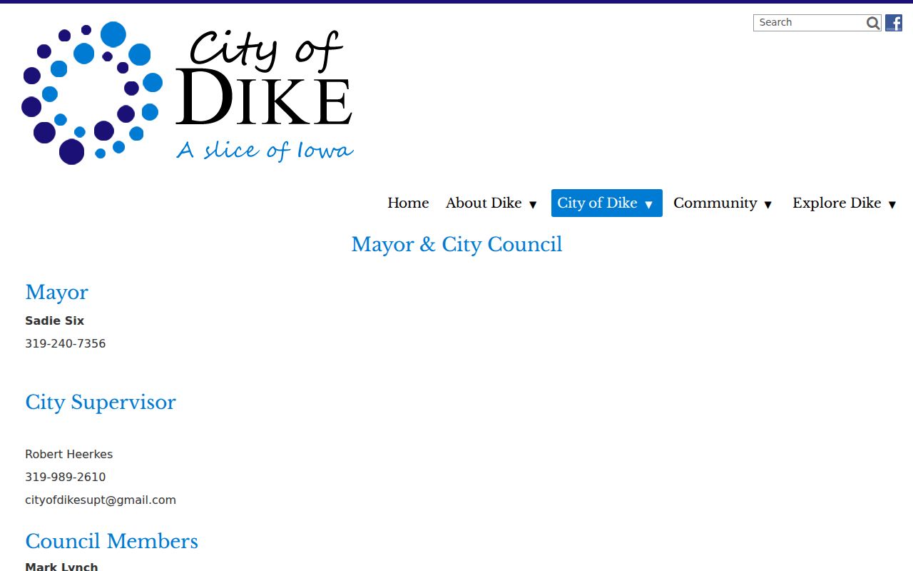 Dike warrant records city clerk contact page